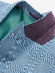 Blue Slim Fit Check Suit Jacket - Image 10 of 12