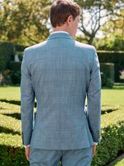 Blue Slim Fit Check Suit Jacket - Image 3 of 12