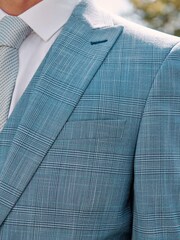Blue Slim Fit Check Suit Jacket - Image 4 of 12