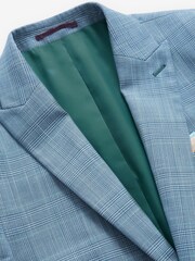 Blue Slim Fit Check Suit Jacket - Image 9 of 12