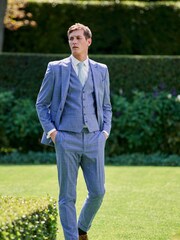 Blue Slim Fit Check Suit: Trousers - Image 3 of 9