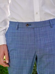 Blue Slim Fit Check Suit: Trousers - Image 5 of 9