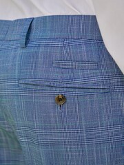 Blue Slim Fit Check Suit: Trousers - Image 6 of 9