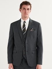 Charcoal Grey Regular Fit Puppytooth Suit Jacket - Image 1 of 12