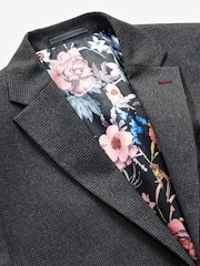Charcoal Grey Regular Fit Puppytooth Suit Jacket - Image 8 of 12