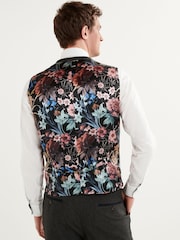 Charcoal Grey Regular Fit Puppytooth Fabric Suit Waistcoat - Image 2 of 11