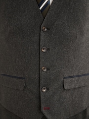Charcoal Grey Regular Fit Puppytooth Fabric Suit Waistcoat - Image 4 of 11