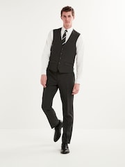 Charcoal Grey Regular Fit Puppytooth Fabric Suit Waistcoat - Image 5 of 11