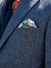 Navy Tailored Fit Linen Blend Suit Jacket - Image 4 of 11