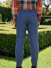 Navy Tailored Fit Linen Blend Suit: Trousers - Image 3 of 8