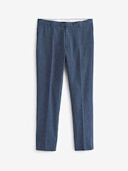 Navy Tailored Fit Linen Blend Suit: Trousers - Image 6 of 8