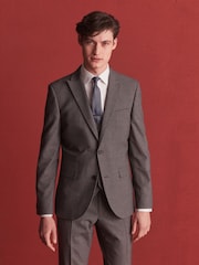 Grey Slim Wool Blend Check Suit Jacket - Image 1 of 12