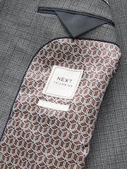 Grey Slim Wool Blend Check Suit Jacket - Image 10 of 12