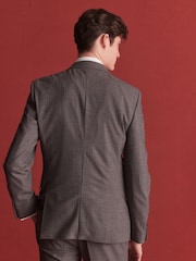 Grey Slim Wool Blend Check Suit Jacket - Image 3 of 12