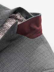 Grey Slim Wool Blend Check Suit Jacket - Image 9 of 12