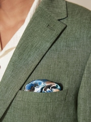Green Tailored Fit Linen Blend Suit Jacket - Image 4 of 11
