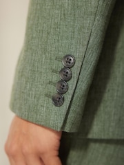 Green Tailored Fit Linen Blend Suit Jacket - Image 6 of 11