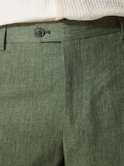 Green Tailored Fit Linen Blend Suit: Trousers - Image 6 of 9