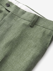 Green Tailored Fit Linen Blend Suit: Trousers - Image 8 of 9