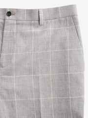 Light Grey Slim Fit Linen Blend Check Suit: Trousers - Image 10 of 10