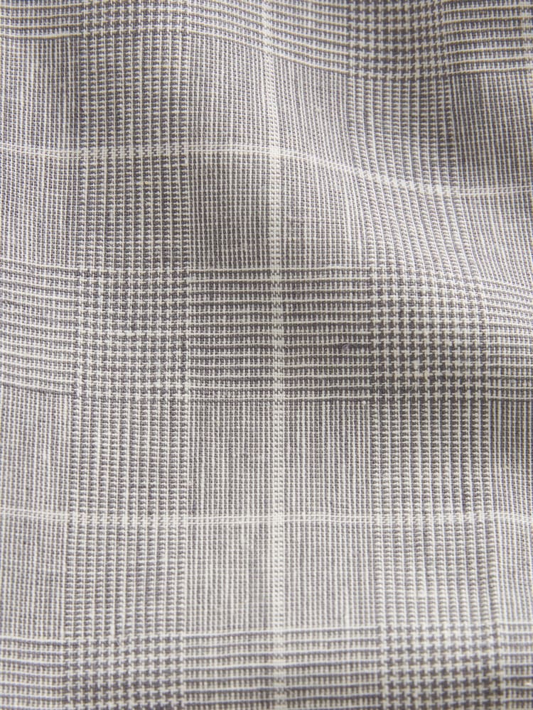 Light Grey Slim Fit Linen Blend Check Suit: Trousers - Image 11 of 11