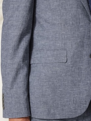 Blue Slim Fit Linen Blend Suit Jacket - Image 5 of 13