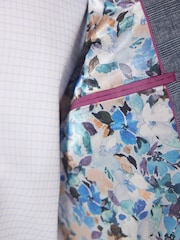 Blue Slim Fit Linen Blend Suit Jacket - Image 7 of 13