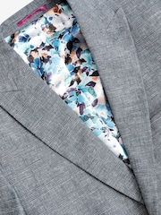 Blue Slim Fit Linen Blend Suit Jacket - Image 9 of 13