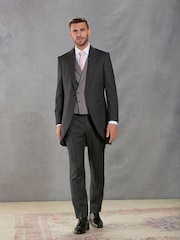 Charcoal Grey Herringbone Signature Empire Mills British Fabric Morning Suit Jacket - Image 2 of 15