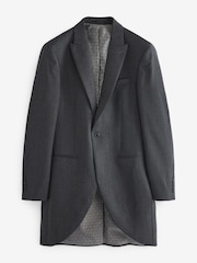Charcoal Grey Herringbone Signature Empire Mills British Fabric Morning Suit Jacket - Image 9 of 15