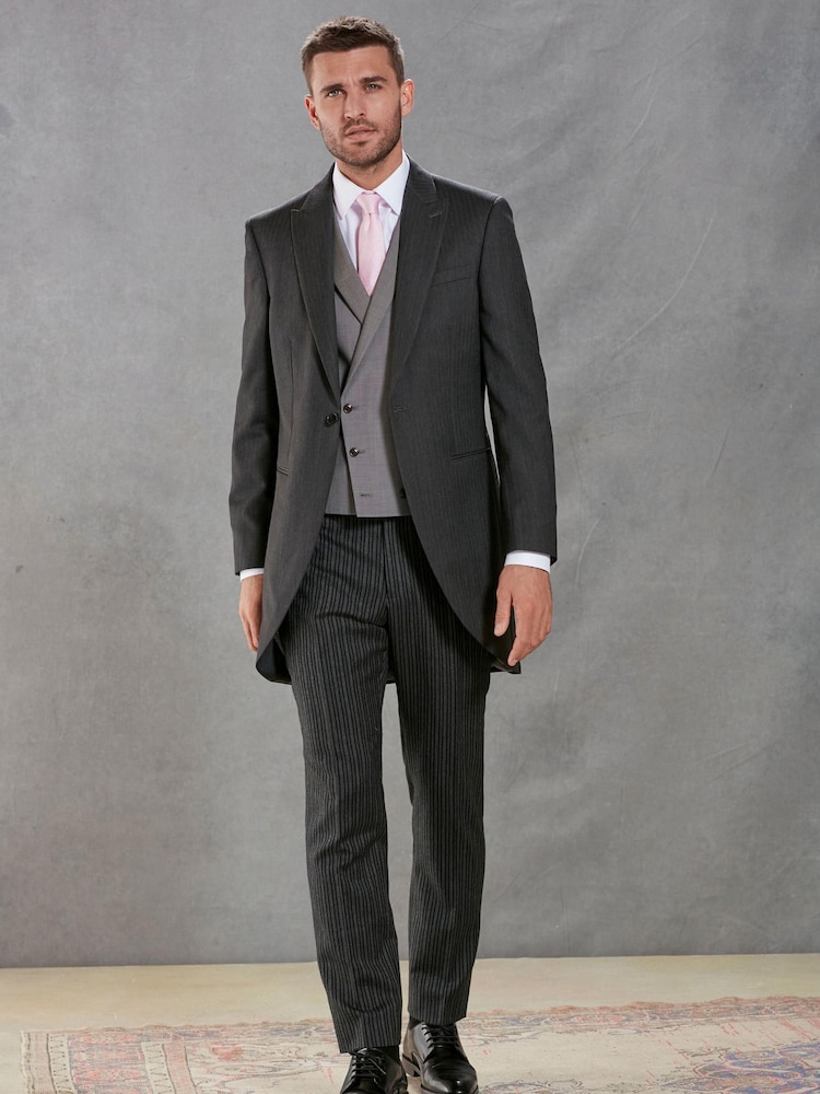 Bande grise - Pantalon de costume Empire Mills en tissu britannique en tissu britannique rayé - Image 3 of 14