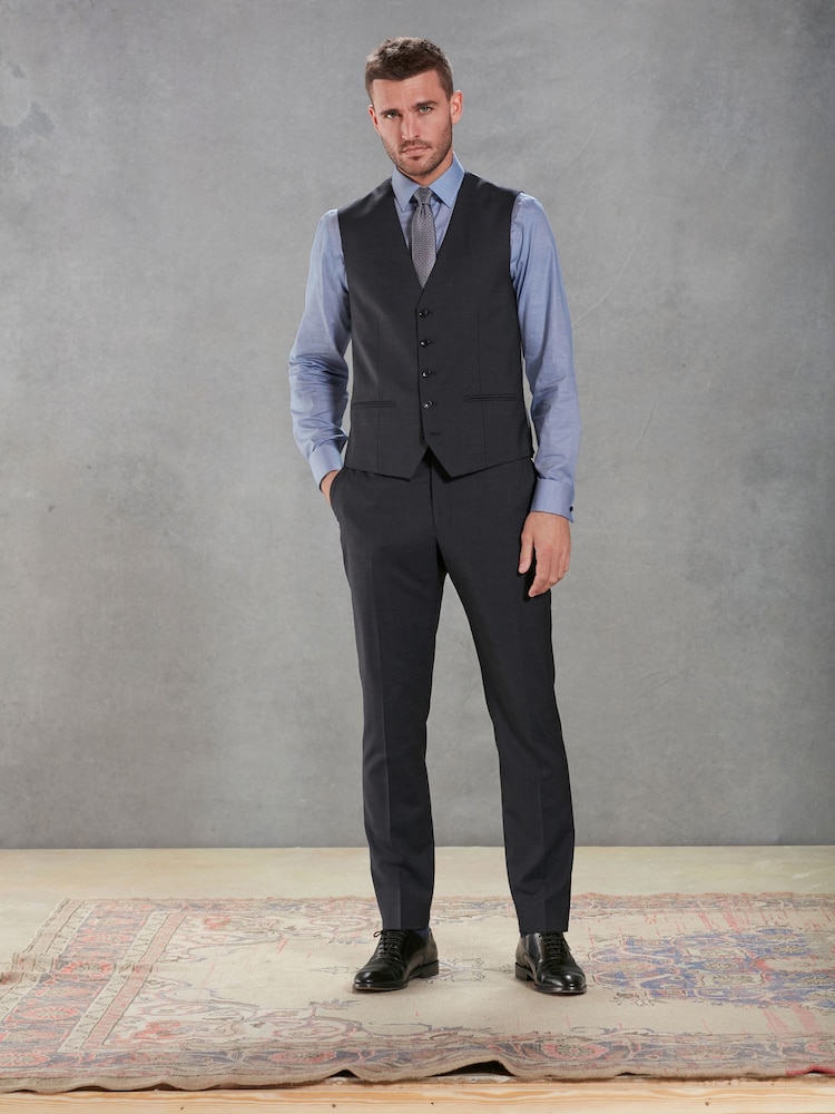 Marineblau/blau - Signature Marzotto Strukturierte Anzugweste aus italienischen Material in Slim Fit - Bild 2 von 10 Marineblau/blau - Signature Marzotto Strukturierte Anzugweste aus italienischen Material in Slim Fit - Bild 2 von 10