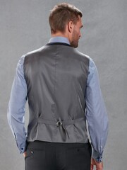 Navy Blue Slim Fit Signature Marzotto Italian Fabric Textured Suit Waistcoat - Image 3 of 10