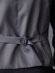 Navy Blue Slim Fit Signature Marzotto Italian Fabric Textured Suit Waistcoat - Image 6 of 10