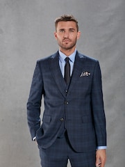 Bright Blue Tailored Bright Blue Tailored Signature Marzotto Italian Fabric Check Suit Jacket - Image 1 of 1