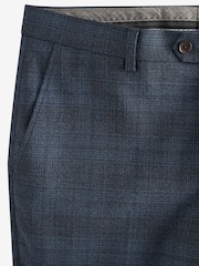 Bright Blue Tailored Signature Marzotto Italian Fabric Check Suit Trousers - Image 6 of 8