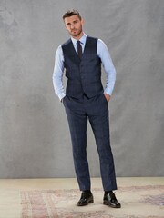 Bright Blue Tailored Signature Marzotto Italian Fabric Check Suit Waistcoat - Image 2 of 11