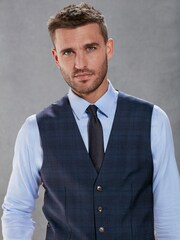 Bright Blue Tailored Signature Marzotto Italian Fabric Check Suit Waistcoat - Image 3 of 11