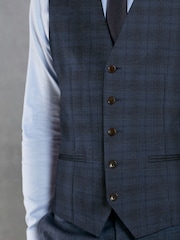 Bright Blue Tailored Signature Marzotto Italian Fabric Check Suit Waistcoat - Image 5 of 11