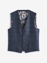 Bright Blue Tailored Signature Marzotto Italian Fabric Check Suit Waistcoat - Image 6 of 11