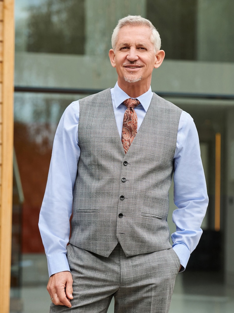 Light Grey Tailored Signature Empire Mills British Fabric Check Suit Waistcoat - Image 1 of 11
