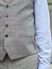 Light Grey Tailored Signature Empire Mills British Fabric Check Suit Waistcoat - Image 6 of 11