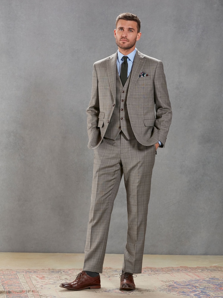 Neutral Signature British Fabric Check Suit: Jacket - Image 2 of 14