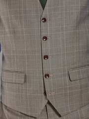 Neutral Signature British Fabric Check Regular Fit Suit Waistcoat - Image 6 of 11