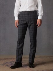 Charcoal Grey Slim Signature Marzotto Italian Fabric Check Suit Trousers - Image 1 of 11