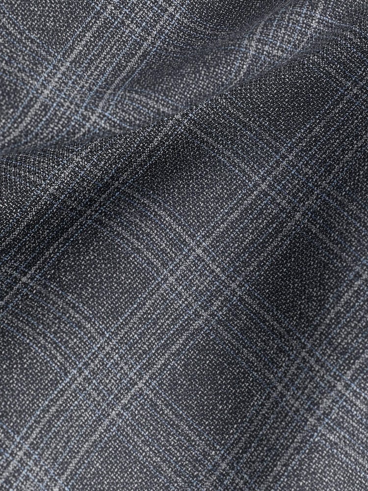 Charcoal Grey Slim Signature Marzotto Italian Fabric Check Suit Trousers - Image 11 of 11