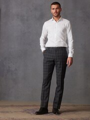 Charcoal Grey Slim Signature Marzotto Italian Fabric Check Suit Trousers - Image 2 of 11