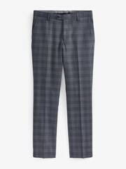Charcoal Grey Slim Signature Marzotto Italian Fabric Check Suit Trousers - Image 6 of 11