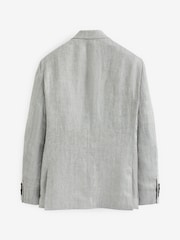 Grey Slim Fit Signature Nova Fides Italian Linen Suit Jacket - Image 3 of 8