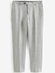 Grey Slim Fit Signature Nova Fides Italian Linen Suit Trousers - Image 1 of 4